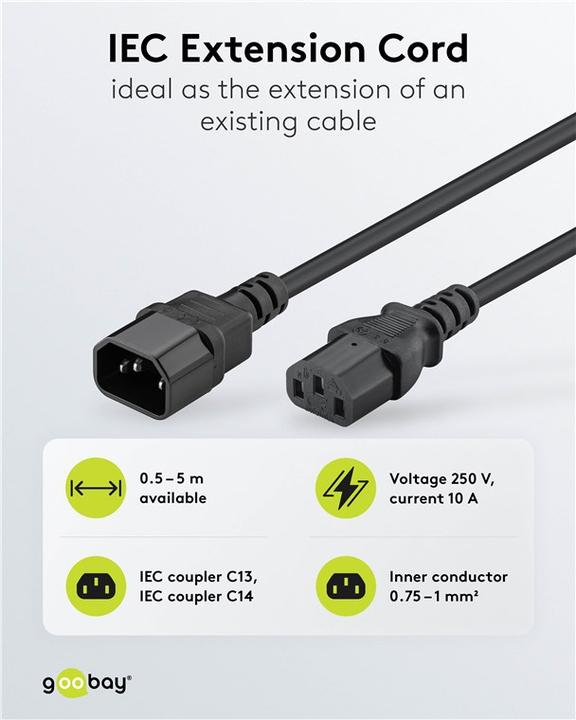 Produktbild Goobay Kaltgeräte Verlängerung (3 m, C14, C13)