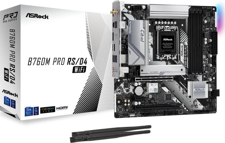 Image du produit AsRock B760M Pro RS/D4 WiFi (LGA 1700, Intel ICH7, mATX)