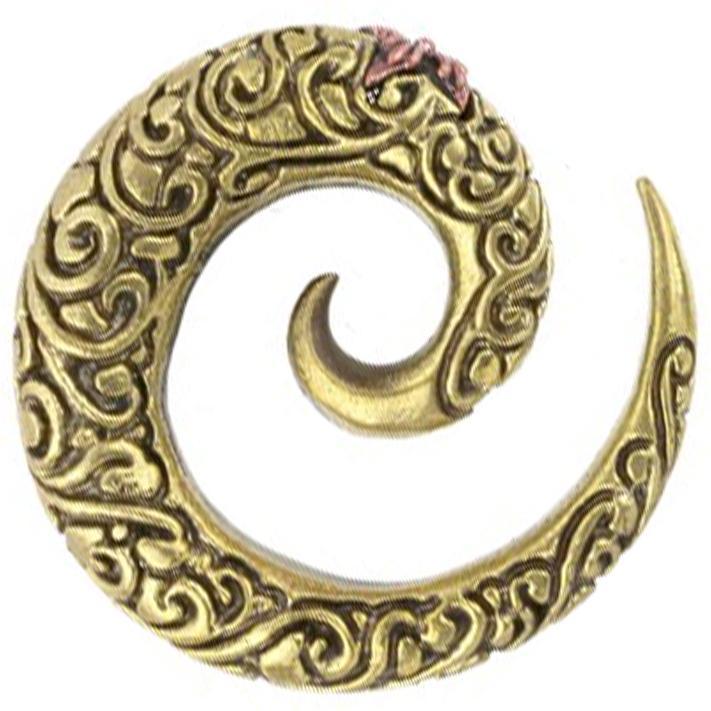 Produktbild Star Piercing Dehnspirale vergoldet Graviert mit Stern (Messing, Kupfer)
