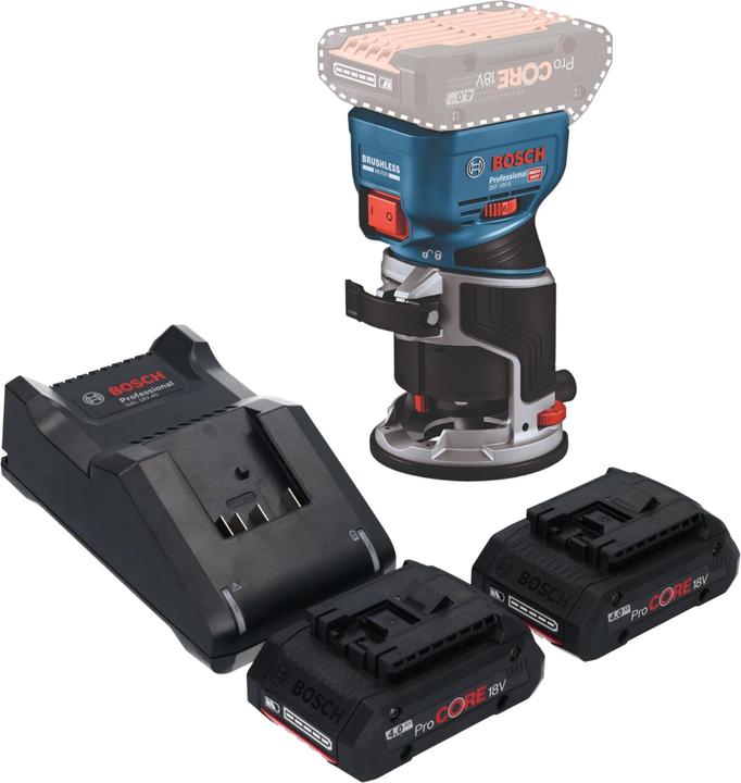Actual product image Bosch Professional Bosch GKF 18V-8 Professional cordless edge router 18 V 8.0 mm brushless + 2x ProCORE battery 4.0 Ah