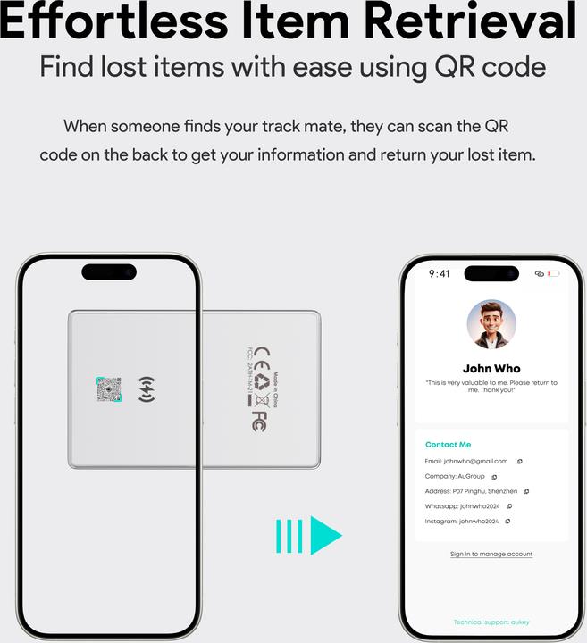 Actual product image Aukey TrackMate 3 Smart TrackerCard TM-21 (iOS)