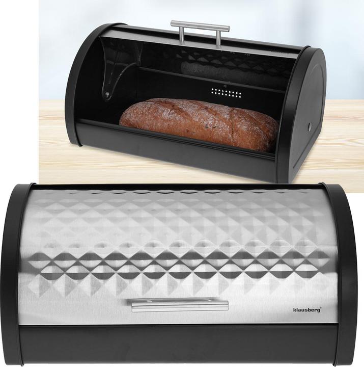 Immagine prodotto Klausberg Cestino per il pane con coperchio, acciaio inox, argento-nero