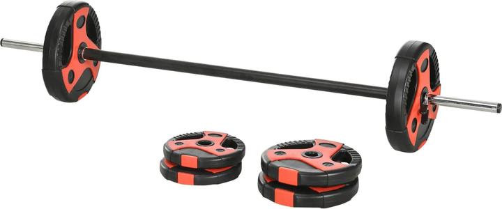 Image du produit Homcom Ensemble d'haltères longs 20 kg, y compris 6 disques d'haltères, barre antidérapante, noir+rouge (2 x 5 kg)