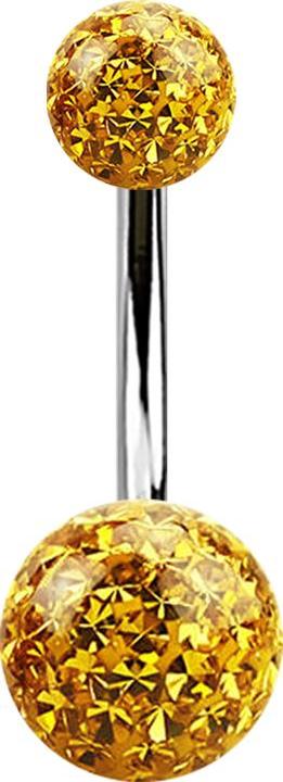 Image du produit Star Piercing Banane argentée avec deux boules de cristal topaze époxy de protection (sans laiton, Titane G23)