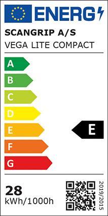 Etichetta energetica Scangrip Lampada a LED da 4000 lumen - VEGA LITE COMPACT. 1 lampada da tavolo in acciaio inox e un'altra (4000 lm)