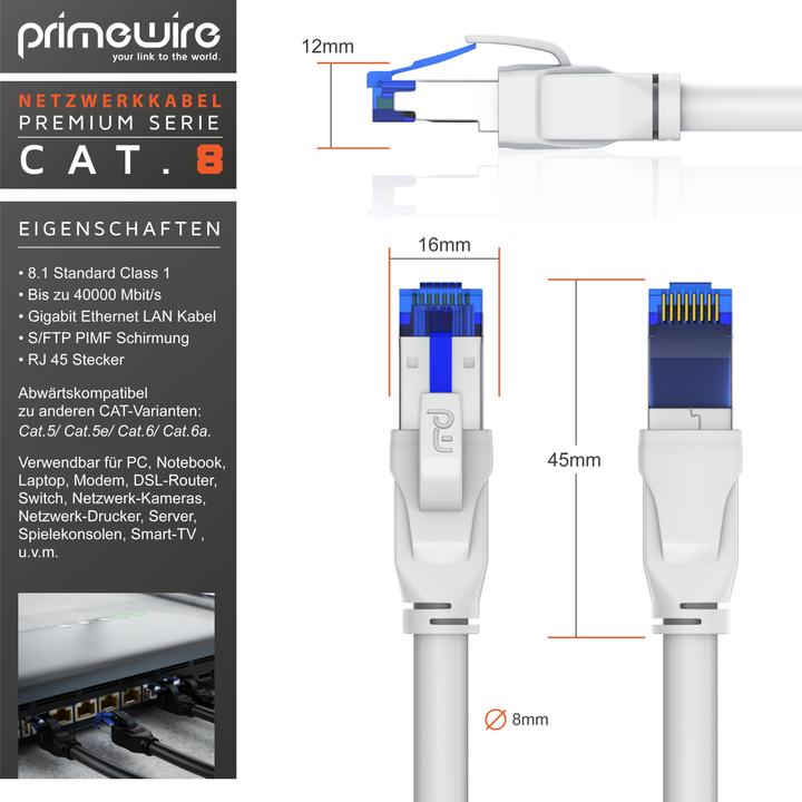 Produktbild Primewire Netzwerkkabel (S/FTP, CAT8.1, 10 m)
