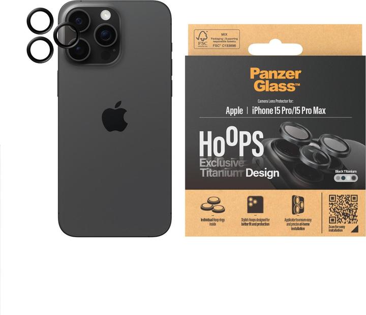 Produktbild PanzerGlass Hoops Camera Lens Protector (1 Stück, Apple iPhone 15 Pro, Apple iPhone 15 Pro Max)