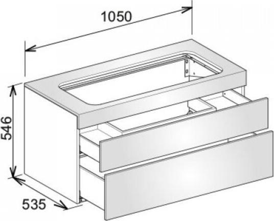 Image du produit Keuco Meuble sous-vasque EDITION 400 1050x546x535mm o HL-Boh we h verre ca kl (105 x 53.5 x 54.5 cm)