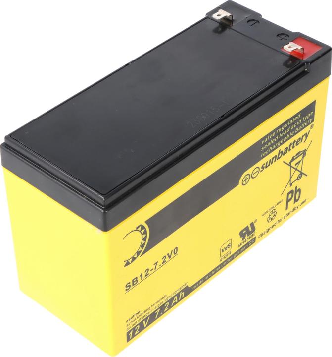 Actual product image AccuCell Sun Battery SB12-7.2V0 battery, 12V 7.2Ah, 7.2-12L, AGM lead-acid battery (12 V, 7.20 Ah)