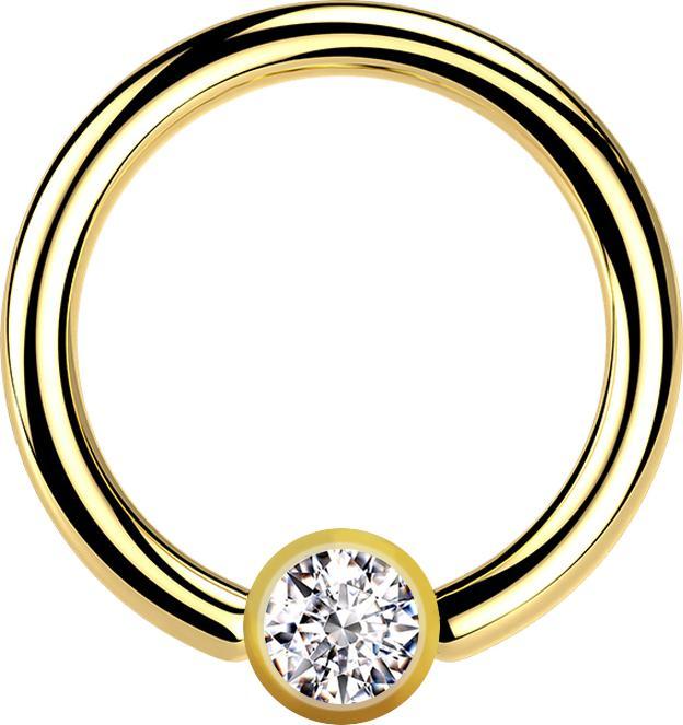 Immagine prodotto Star Piercing Anello con chiusura a sfera placcato oro con cristallo a sfera argento (Acciaio chirurgico 316L)