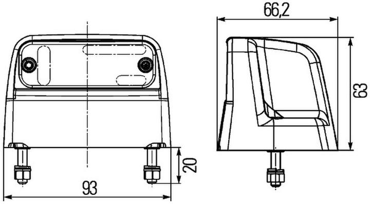 Produktbild Hella 36 Kennzeichenleuchten seitlicher Anbau LED Anbau für KOMATSU SCHMITZ