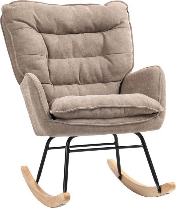 Produktbild Swisshandel24 Schaukelstuhl Armlehnsessel mit Chenilleoptik für Schlafzimmer, bis 12kg, braun