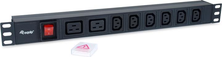 Actual product image equip Socket strip 1U8gang IEC Alu. switch