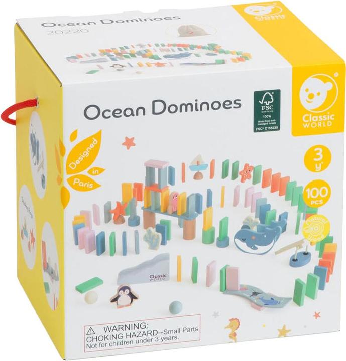 Actual product image Classic World Domino-Ozean aus Holz, 100 Stück.