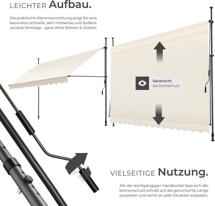 Actual product image tectake Tenda a morsetto con manovella, altezza regolabile (3.50 m)
