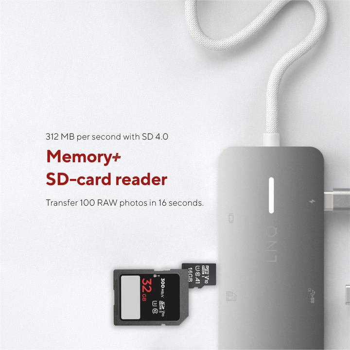 Produktbild LINQ Connects 8in1 PRO USB-C Multiport Hub 140W (USB-C, 8 Ports)