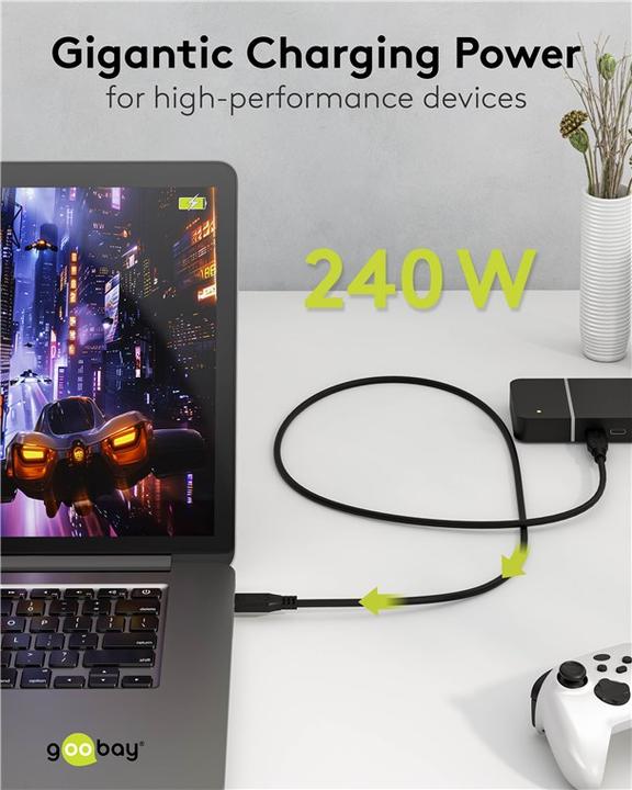 Produktbild Goobay USB-C-Kabel, USB4, 240 W, 20 Gbit/s, Power Delivery, 2 m (2 m, USB 4.0)