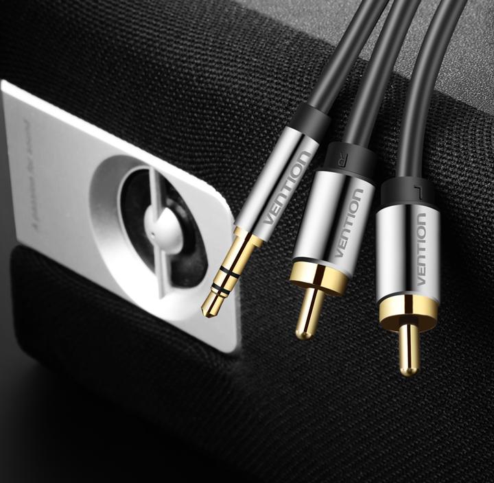 Immagine prodotto Vention Cavo audio da 3,5 mm maschio a 2x RCA maschio da 3 m BCFBI nero (3 m, Connettore da 3,5 mm (AUX))