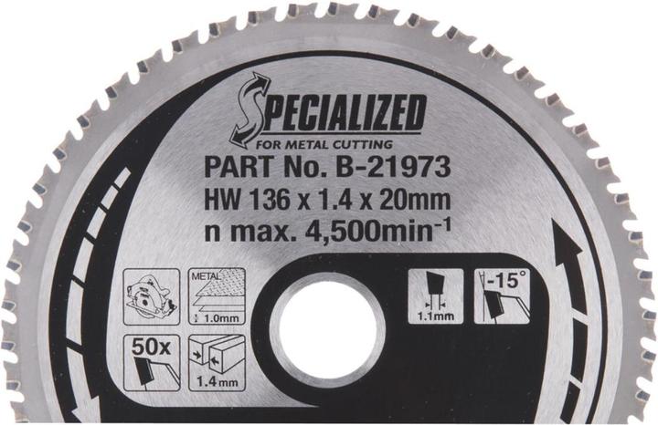 Image du produit Makita B-21973 T.C.T. pjūklas 136X1.4X20mm -15° T50 SPECIALIZED metalo pjovimui