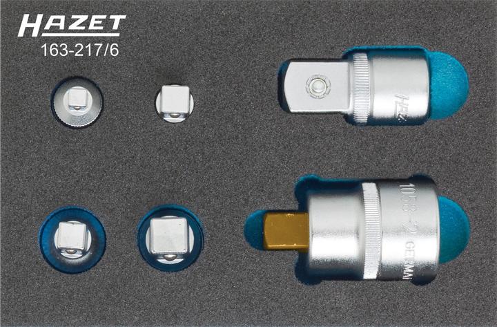 Actual product image HAZET Adapter set 163-217/6 ∙ Square, hollow 6.3 mm (1/4 inch), Square, hollow 10 mm (3/8 inch), Sq…