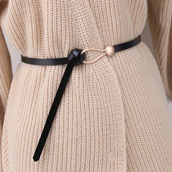 Only-Bags.Store Trendiger verknoteter dünner Gürtel Klassischer solider Ledergürtel Freizeitkleid und Mantel