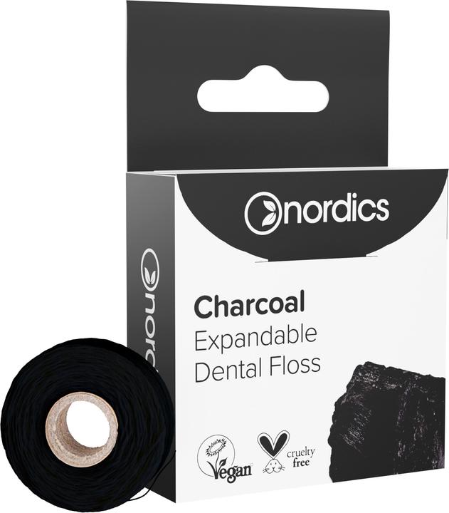 Nordics Fil dentaire écologique charbon largeur variable menthe