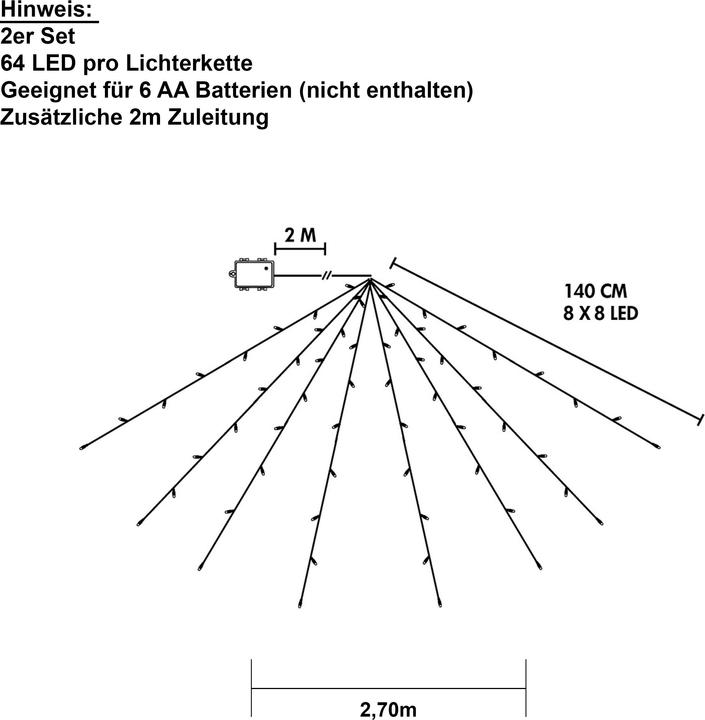 Produktbild Star Trading Baummantel Lichterkette Aussen Batterie | LED Baummantel |Lichterkette Baum 2er Set| Wei (0.29 m)