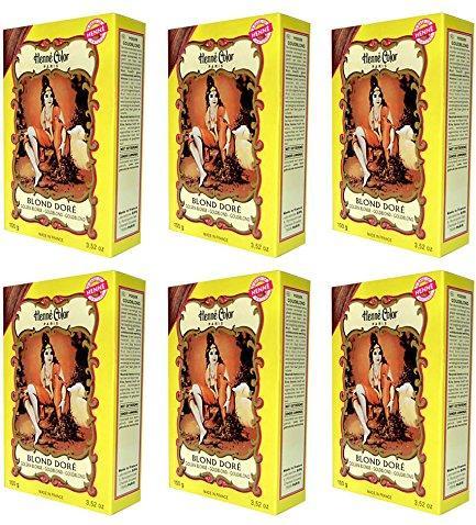 Henne 6 X 100g Henna Color Naturhaarfärbemittel (Goldblond)