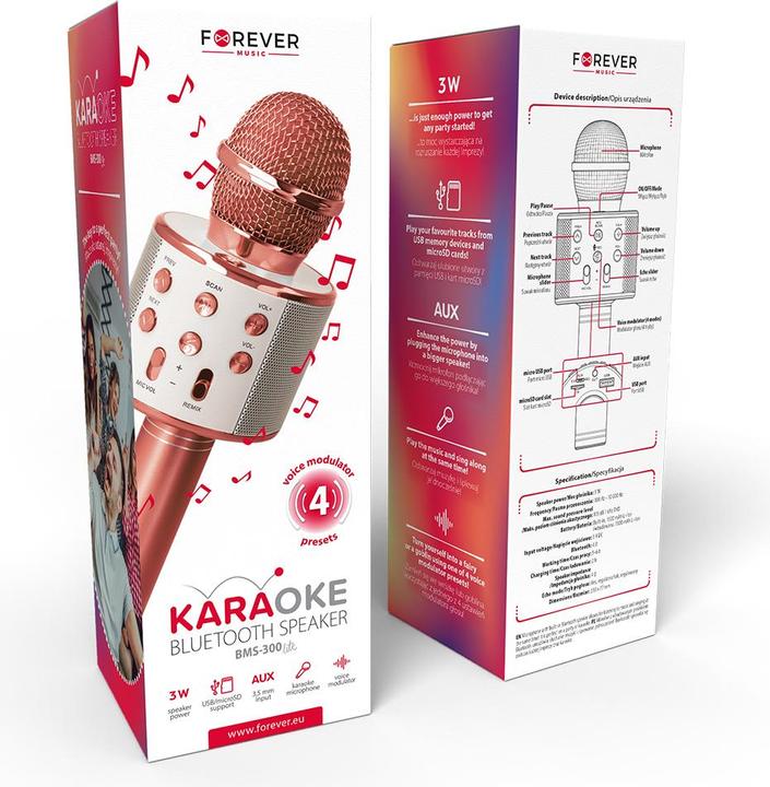 Actual product image Forever Bluetooth microphone with speaker BMS-300 Lite rose gold