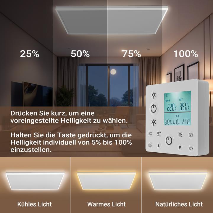 Actual product image Wiltec Infrared ceiling heater 660W 108x63x3.5cm Infrared heating LED heater (660 W)