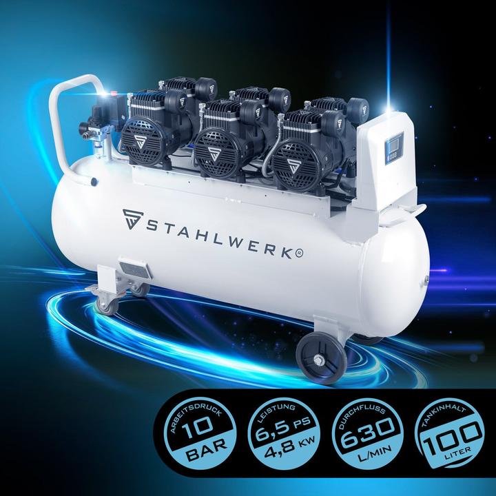 Actual product image Stahlwerk Compressor ST-1010 Pro 10 bar, 6.5 hp, 4.8 kW, 630 l/min, 100 l tank (10 bar, 100 l)