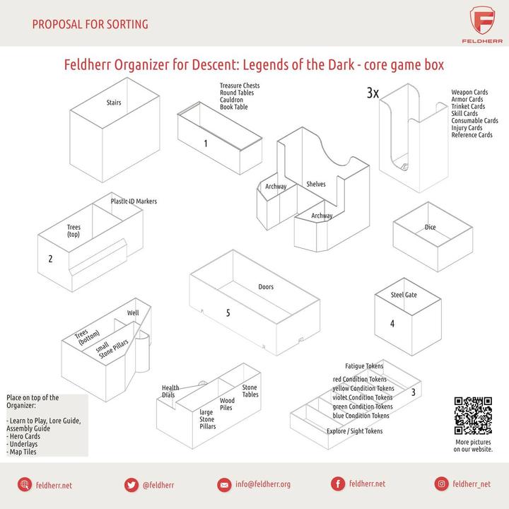 Image du produit Feldherr ORG087 - Inserts d'organisation pour Descent : Légendes des Ténèbres - Boîte de jeu de base (Matières plastiques)