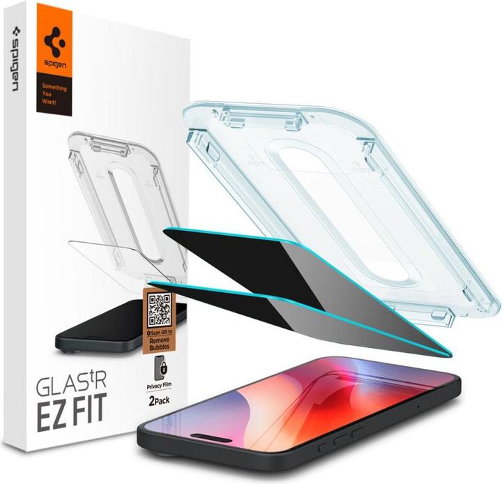 Spigen Glas.Tr "Ez Fit" 2-Pack per iPhone 16 Pro Max 6,3" privacy (2 Pezzo/i, Apple iPhone 16 Pro Max)