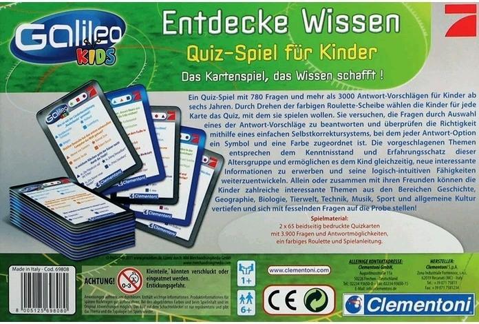 Image du produit Clementoni Galilée : Jeu de quiz Discover Knowledge pour les enfants (Allemand)