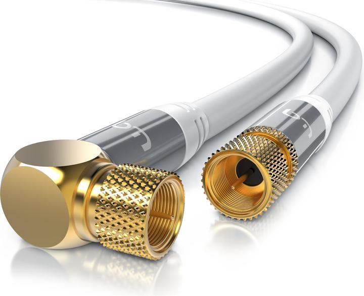 Primewire SAT cable HDTV 90° angled - Premium SAT coaxial cable - TV Radio DVB-T DVB-C - 4-fold shielding (135 dB, Satellite cable)