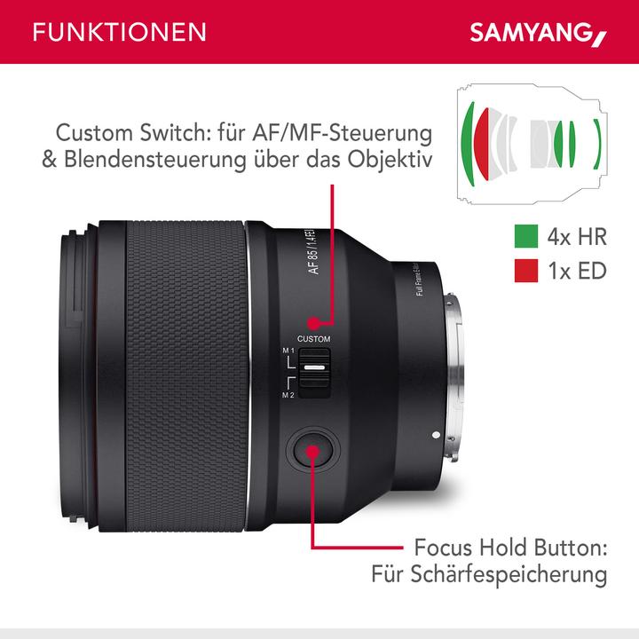 Productafbeelding Samyang AF 85mm F1.4 FE II voor Sony E (Sony E, Volledig formaat)
