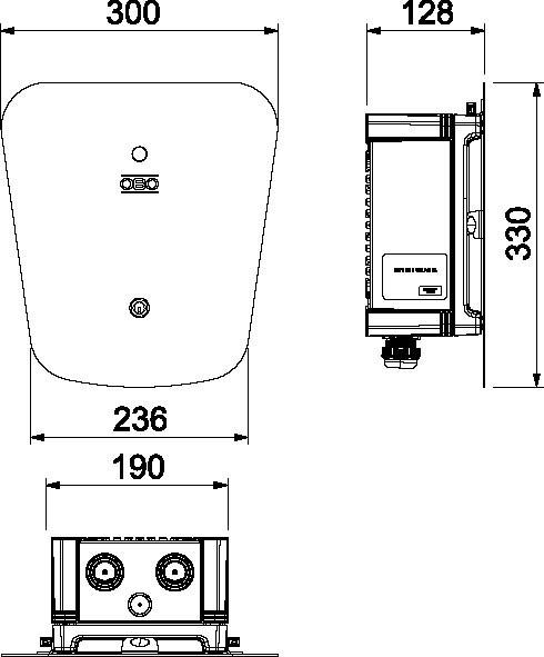 Immagine prodotto OBO Bettermann Wallbox WB AC BL KS Key 330x300x127 sw PC (Tipo 2, 22 kW)