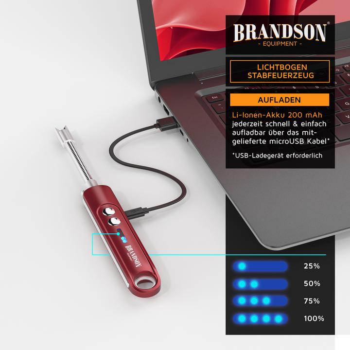 Produktbild Brandson Stabfeuerzeug elektrisch, Lichtbogen Feuerzeug, Kerzenanzünder, USB aufladbar, für Kerzen, Grills
