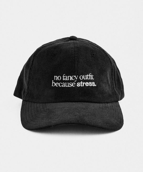 Produktbild Plakativ «No Fancy Outfit» Courdroy Cap Black