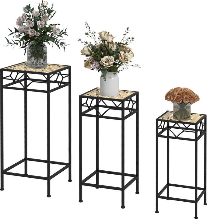 Actual product image Outsunny Flower stand set with wicker shelf