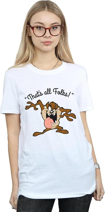Actual product image Looney Tunes Womens/Ladies That's All Folks Taz Cotton Boyfriend T-Shirt (S)