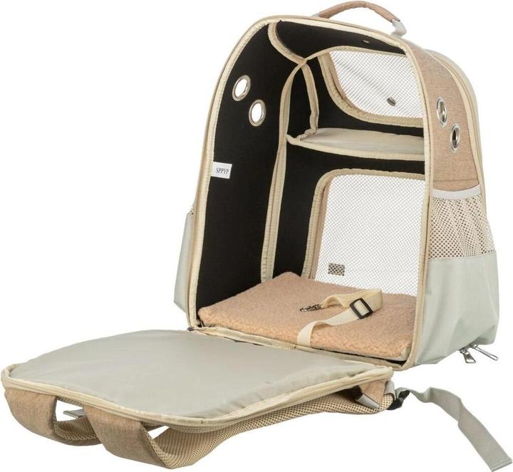 Produktbild Trixie Tiertransport-Rucksack Willow Beige/Braun (Katze, Hund, Reflektoren, Atmungsaktiv)