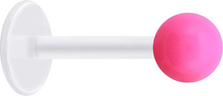 Star Piercing Micro Labret transparent mit Kugel Neon pink (Acryl, ohne Messing, Bioflex)