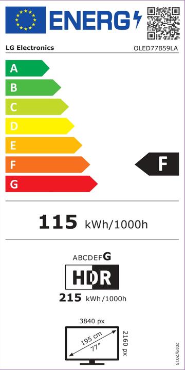 Energielabel LG OLED77B59LA (77", B5, OLED, 4K, 2025)