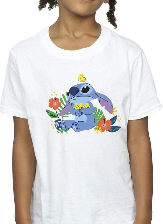 Actual product image Disney Girls Lilo & Stitch Birds Cotton T-Shirt (116)