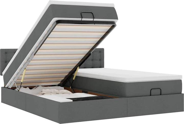 Image du produit VidaXL Ottoman-lit avec matelas Gris foncé 200x200 cm Tissu Cadre de lit (200 x 200 cm)