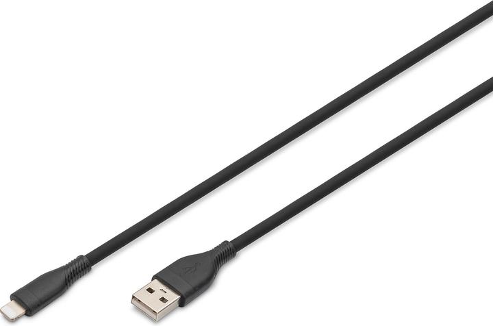 Actual product image Digitus Lightning silicone connection cable, USB-A - Lightning 0.5m, black (0.50 m, USB 2.0)