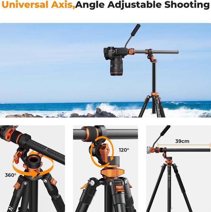 Actual product image K&F Concept T254A7+FH-03 Magnesium Aluminum Alloy Tripod (Metal)