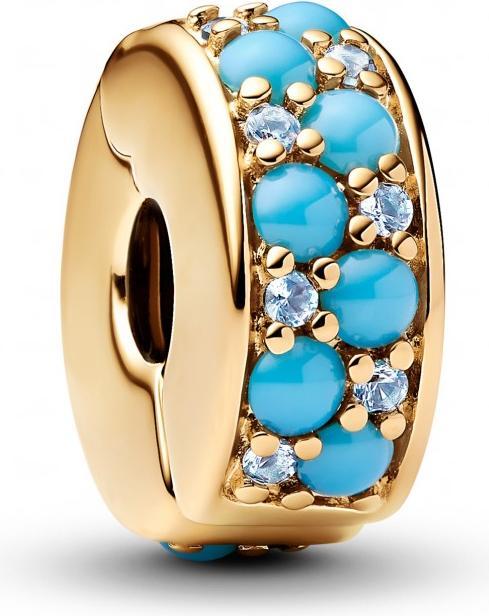 Image du produit Pandora Charm Clip Bleu Aqua (Plaqué or, Acier inoxydable)