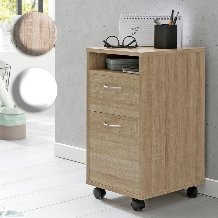 Immagine prodotto FineBuy Contenitore per rotoli impiallacciato in legno bianco (38 x 33 x 63 cm)